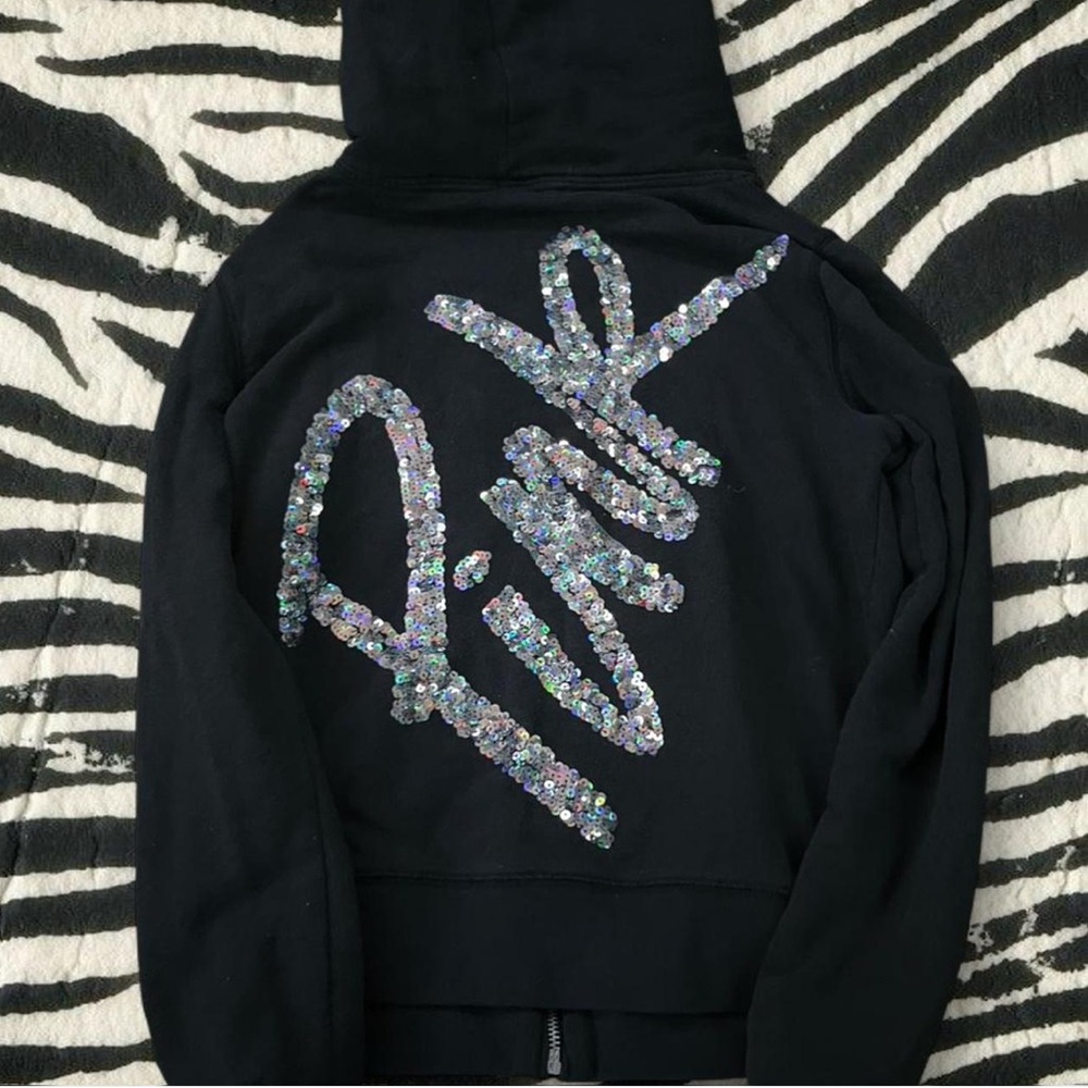 PINK Victoria's Secret Charcoal Hoodie with Dog Logo - Picture 2 of 2
